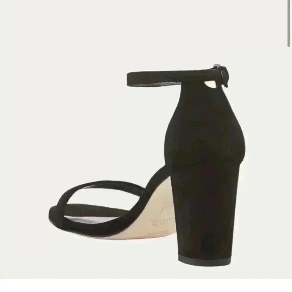 Stuart Weitzman Nearly Nude Suede Ankle Strap Black Pumps Women's 10 Wedding